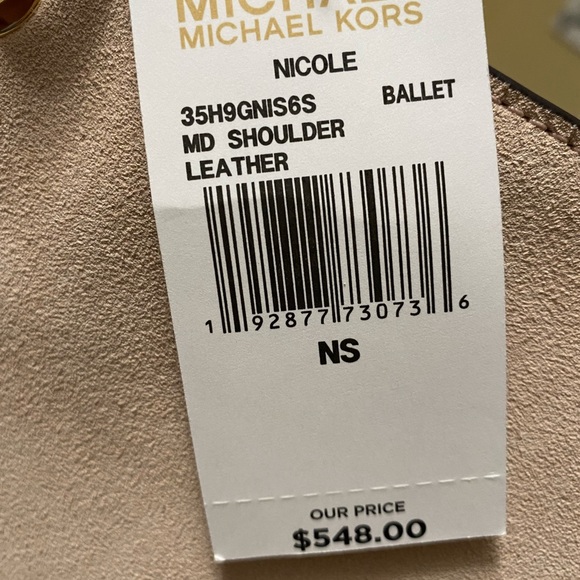 Michael Kors - Nicole Medium Leather Shoulder Bag - Ballet - Picture 12 of 12